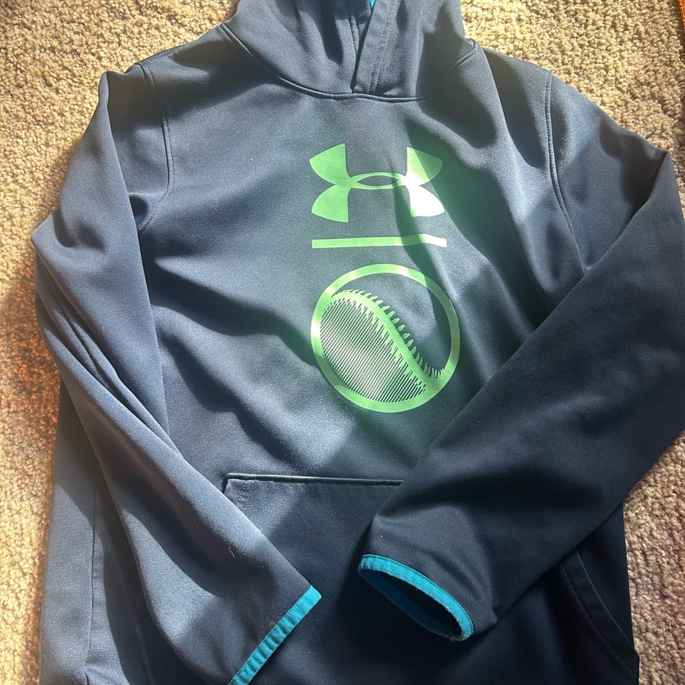 Under Armour Navy Hoodie with Neon Green Logo